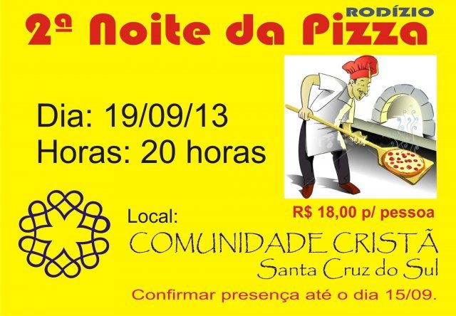 2ª Noite da Pizza – Rodízio em Santa Cruz do Sul