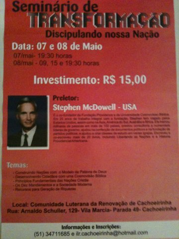 Recado do Ap. Ricardo Wagner, Seminário de Transformação